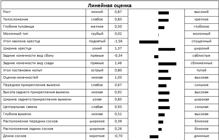 Линейная оценка быка РУМБА 241809 ЕТ КСГФ-283